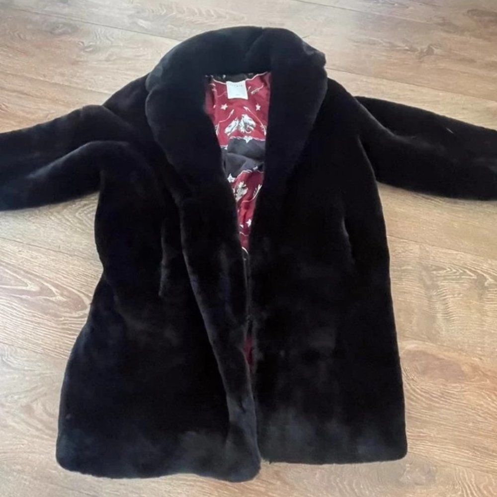 Sandro black faux fur coat